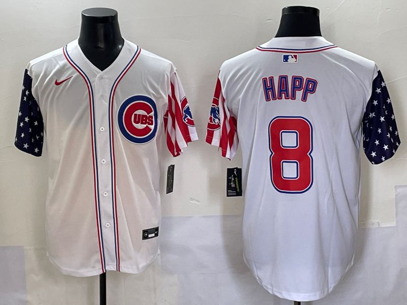 Men 2025 Chicago Cubs #8 Happ White a generation of national flags Joint Name Nike MLB Jersey style 1->chicago cubs->MLB Jersey